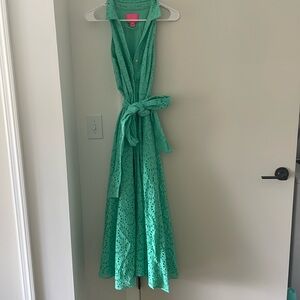 Chrisella Midi Shirtdress in Gustavia Green Beach Paradise Eyelet Size 6